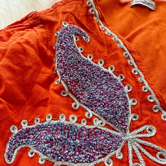 Anthropologie like Japanese Soulberry Bright Fun V-neck Orange Purple Dress - Picture 7 of 12